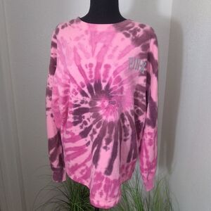 VICTORIA SECRET PINK Shine Tie-Dye Crew Neck Sweatshirt- Size M